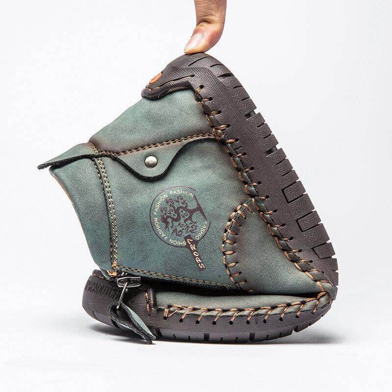 Stivaletti per caviglia in pelle casual in pelle con cerniera in pelle microfibra