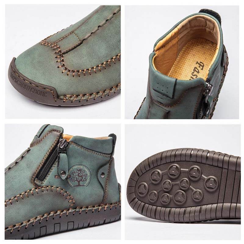 Stivaletti per caviglia in pelle casual in pelle con cerniera in pelle microfibra