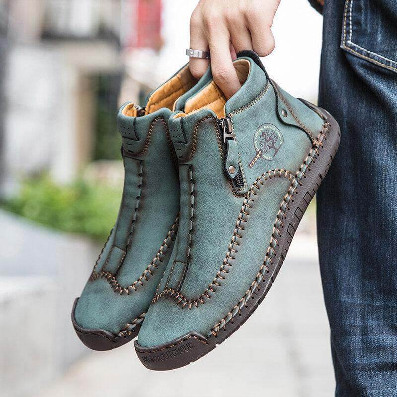 Stivaletti per caviglia in pelle casual in pelle con cerniera in pelle microfibra