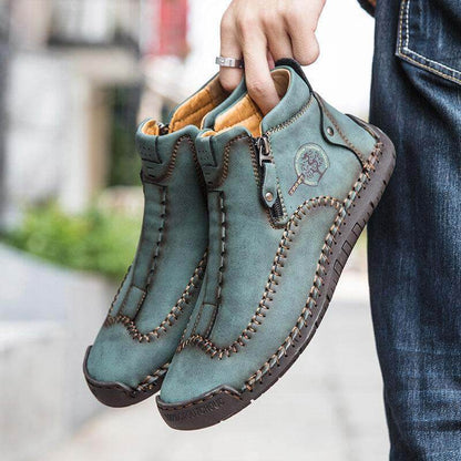 Stivaletti per caviglia in pelle casual in pelle con cerniera in pelle microfibra