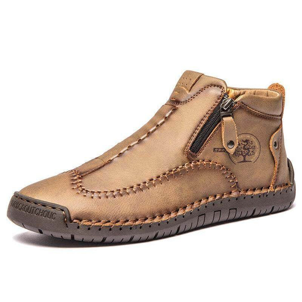 Stivaletti per caviglia in pelle casual in pelle con cerniera in pelle microfibra
