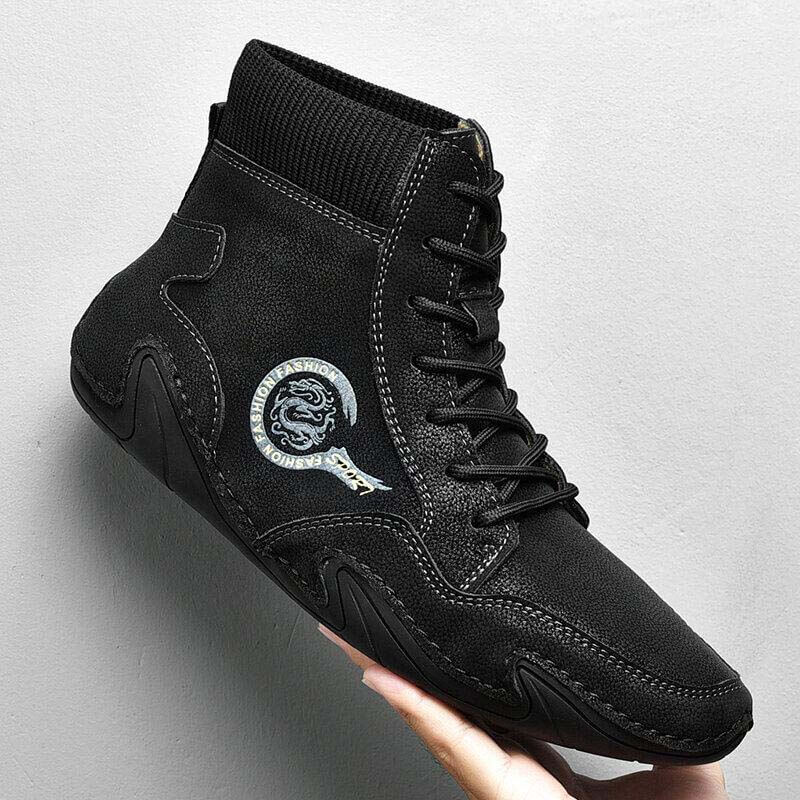 Kaegreel Microfiber En Cuir Microfibre Couture à la main Comfy Soft Sock Boots