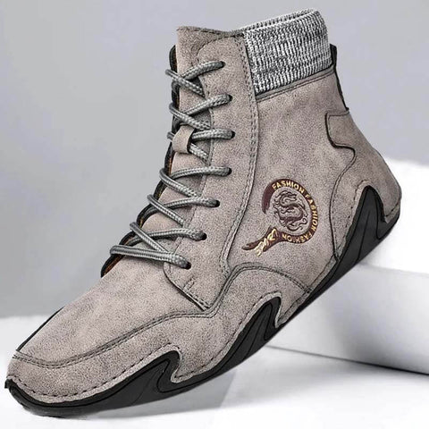 Kaegreel Hombre Cuero de Microfibra Costura Mano Cómoda Botas de Calcetines Suave