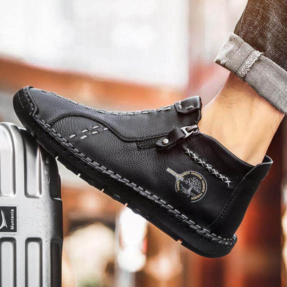 Herrenweinlese-Hand-Nähende Mikrofaser-lederseitige Reißverschluss-Knöchelstiefel