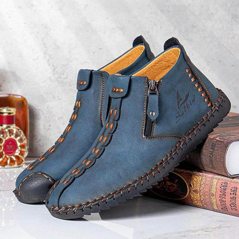 Side de costura a mano para hombres con cremallera suave y cómoda en las botas de tobillo