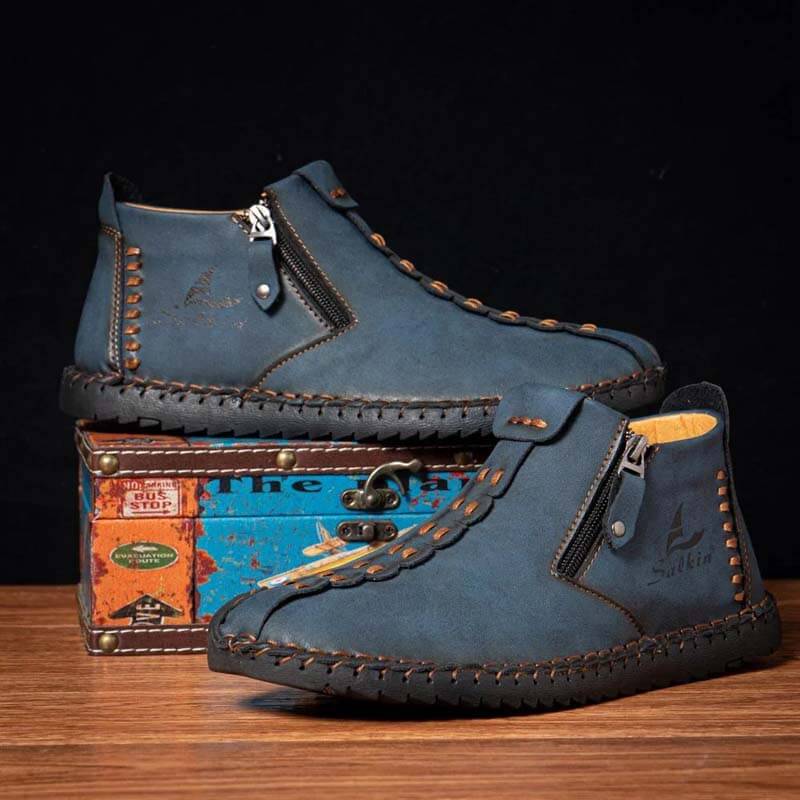 Slip comodi morbidi con cerniera di cucitura a mano maschile su stivali alla caviglia