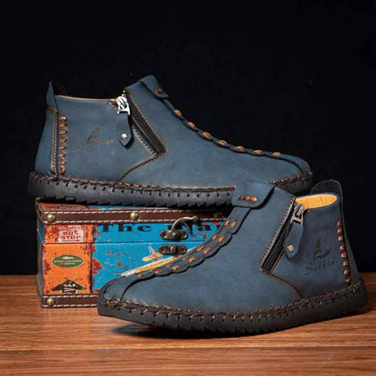 Slip comodi morbidi con cerniera di cucitura a mano maschile su stivali alla caviglia