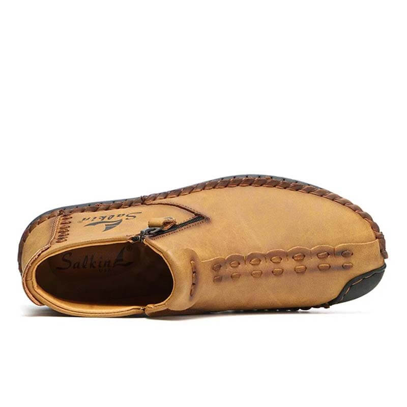 Slip comodi morbidi con cerniera di cucitura a mano maschile su stivali alla caviglia