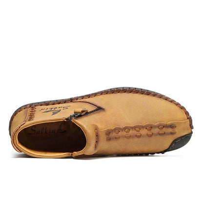 Slip comodi morbidi con cerniera di cucitura a mano maschile su stivali alla caviglia