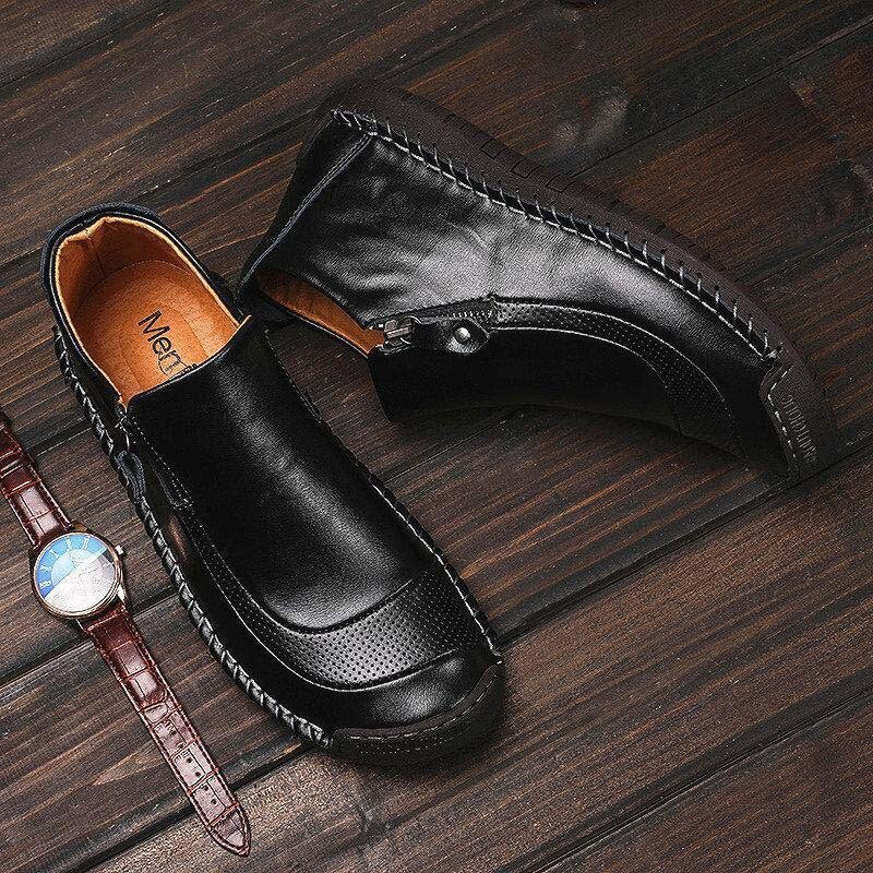Handgemachte Lederschuhe für Herren, handgenähter seitlicher Reißverschluss, bequeme, weiche Stiefeletten