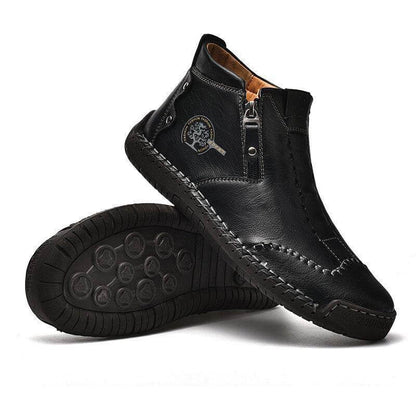 Stivali alla caviglia eleganti da uomo fatti a mano in pelle in microfibra con scarpe con zip laterale