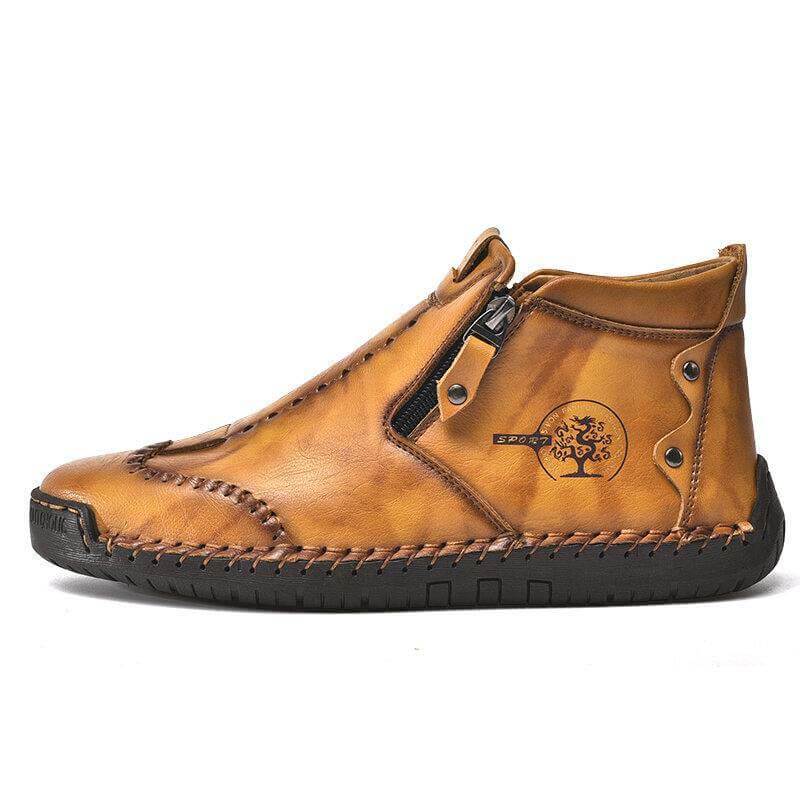 Stivali alla caviglia eleganti da uomo fatti a mano in pelle in microfibra con scarpe con zip laterale