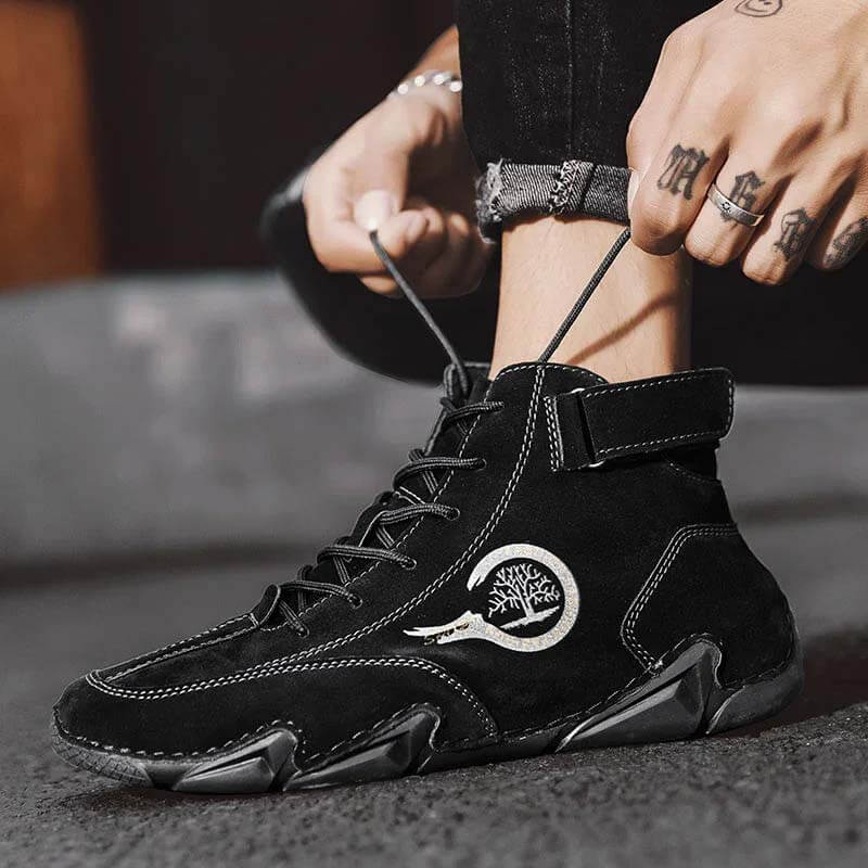 Stivali da uomo invernale in pelle scamosciata con stivali alla caviglia in pelliccia