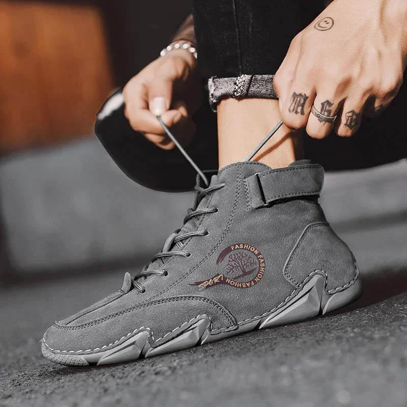 Stivali da uomo invernale in pelle scamosciata con stivali alla caviglia in pelliccia