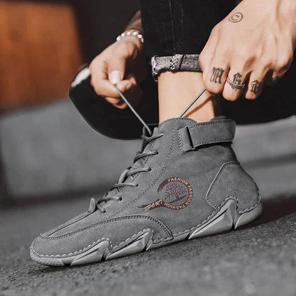 Stivali da uomo invernale in pelle scamosciata con stivali alla caviglia in pelliccia