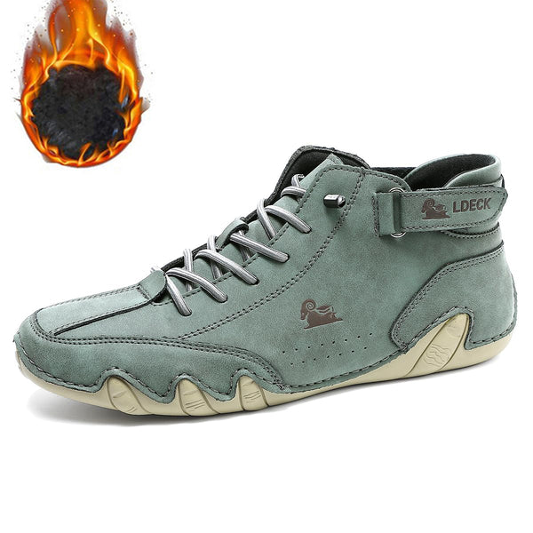 kaegreel handmade leather shoes boots 31425 green plush lining