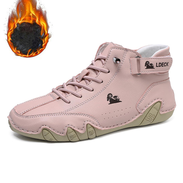 kaegreel handmade leather shoes boots 31425 pink plush lining