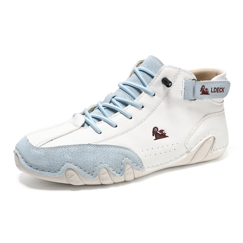 kaegreel handmade leather shoes boots 31425 white blue