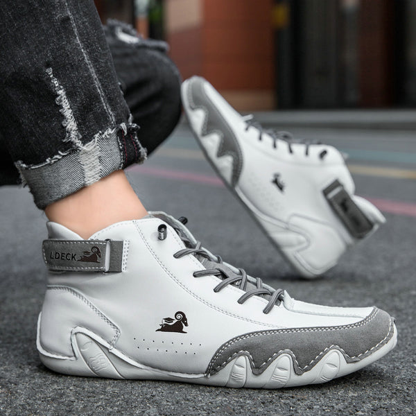 kaegreel handmade leather shoes boots 31425 white grey
