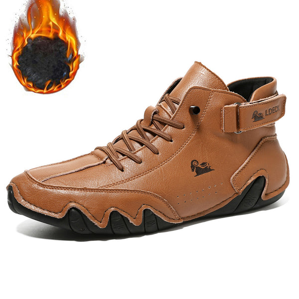 kaegreel handmade leather shoes boots 31425 yellow brown plush lining