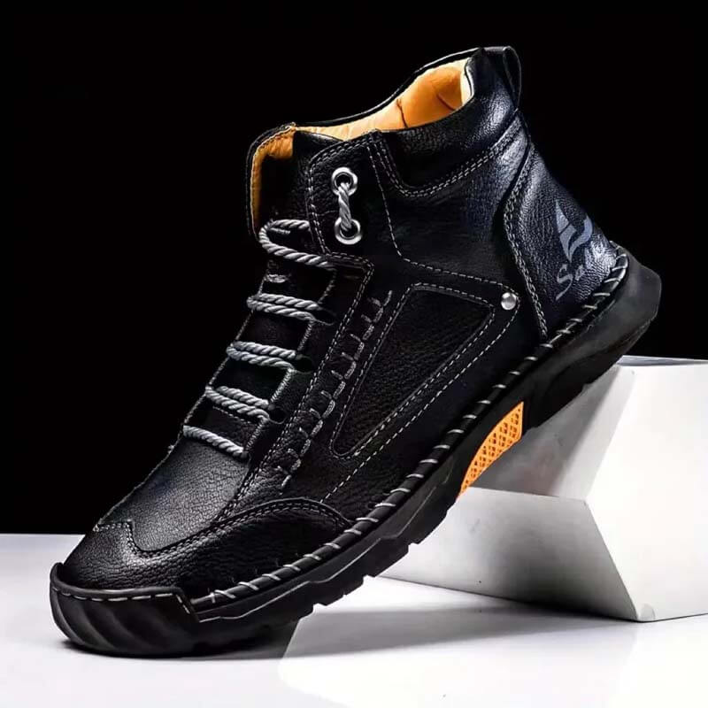 Men's Casual Leather Fashion Sneakers Ankle Chukka Boots Handmade Lightweight Loafers Mid-top Dress Boots Walking Driving Shoes (BOGO) (Discount auto-applies with 2 pairs in the cart.)