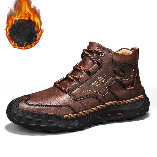 kaegreel handmade leather shoes boots 31563 dark brown plush lining
