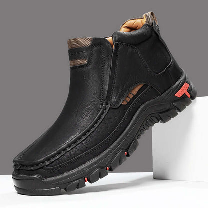 Men's Rugged Genuine Leather Chukka Boots - Slip-Resistant Outdoor Walking Shoes for All-Day Comfort