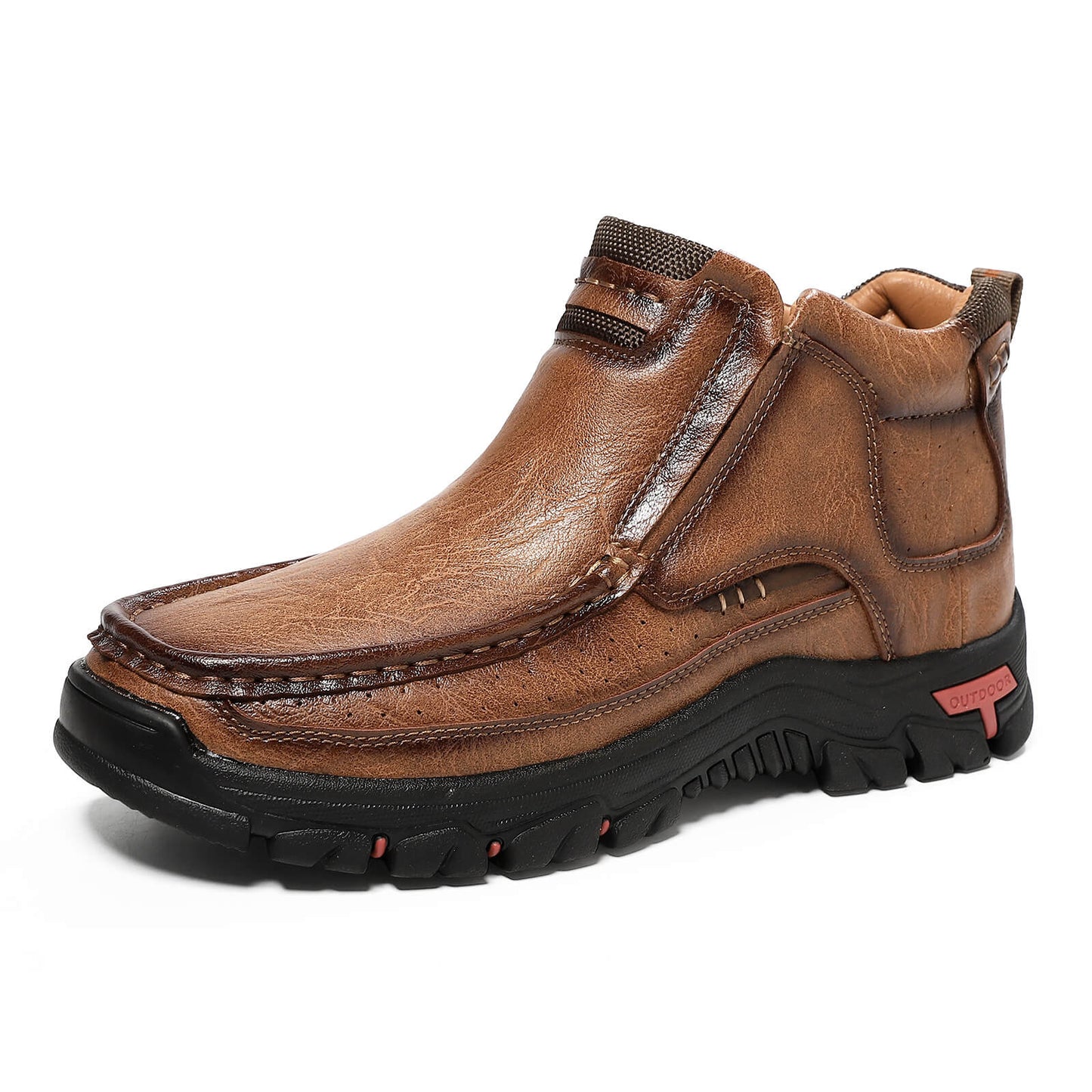 Men's Rugged Genuine Leather Chukka Boots - Slip-Resistant Outdoor Walking Shoes for All-Day Comfort