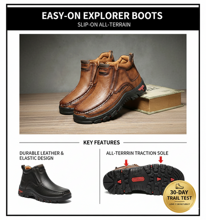 Men's Rugged Genuine Leather Chukka Boots - Slip-Resistant Outdoor Walking Shoes for All-Day Comfort