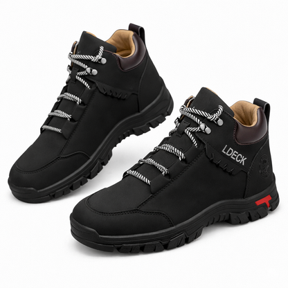 Classic Wheat Leather Mid-Top Adventure Boots - Lightweight Hiking Sneakers with Comfort Cushioned Sole