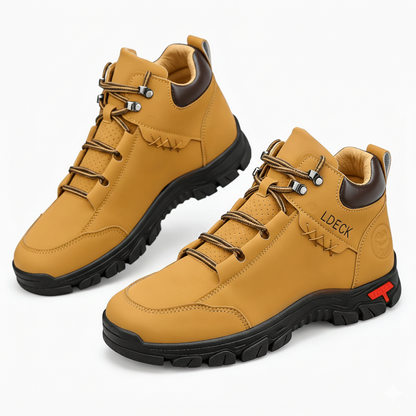 Classic Wheat Leather Mid-Top Adventure Boots - Lightweight Hiking Sneakers with Comfort Cushioned Sole