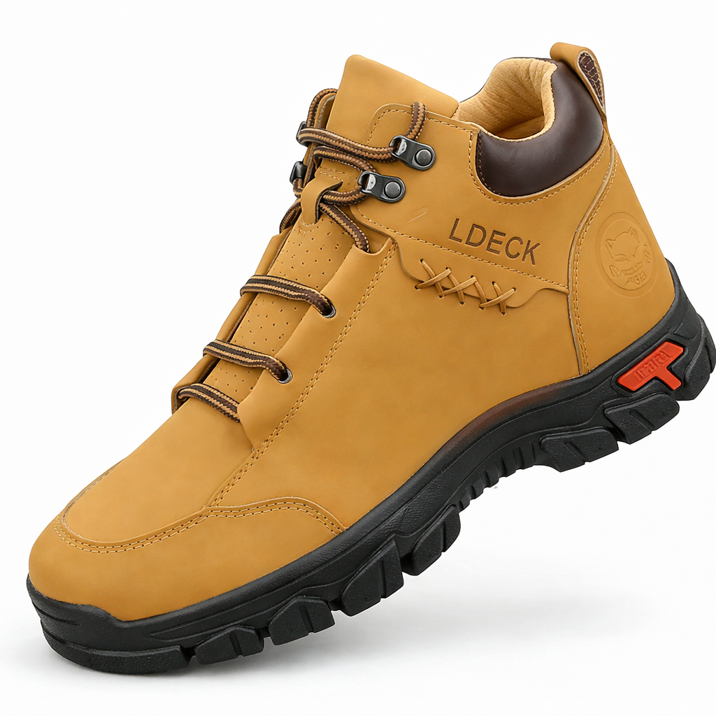Classic Wheat Leather Mid-Top Adventure Boots - Lightweight Hiking Sneakers with Comfort Cushioned Sole