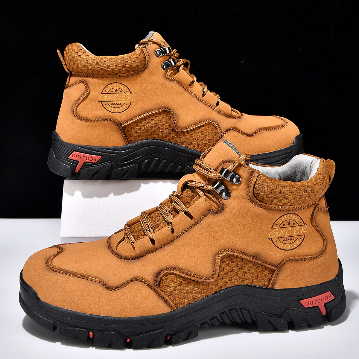 Vintage Men's Mid-Top Leather Loafers - Water-Resistant Daily Walking Boots with Non-Slip Outsole & Arch Support