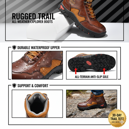 Vintage Men's Mid-Top Leather Loafers - Water-Resistant Daily Walking Boots with Non-Slip Outsole & Arch Support