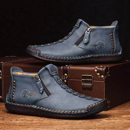 Kaegreel Homme Couture à la main en cuir non glissière de fermeture à glissière