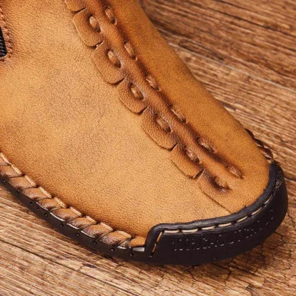 Kaegreel Hombre Costura a la mano Cuero antideslizante Side Side Zipper Botas casuales