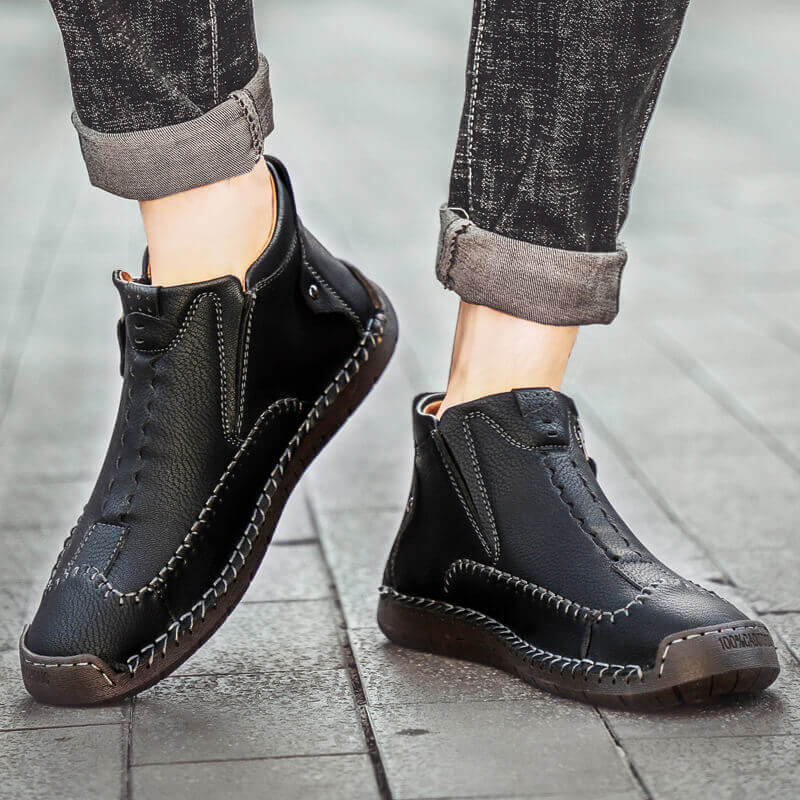 Kaegreel masculin élégant fermeture fermeture à glissière en microfibre en microfibre chaussures de cheville décontractée