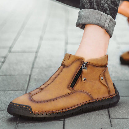 Kaegreel masculin élégant fermeture fermeture à glissière en microfibre en microfibre chaussures de cheville décontractée