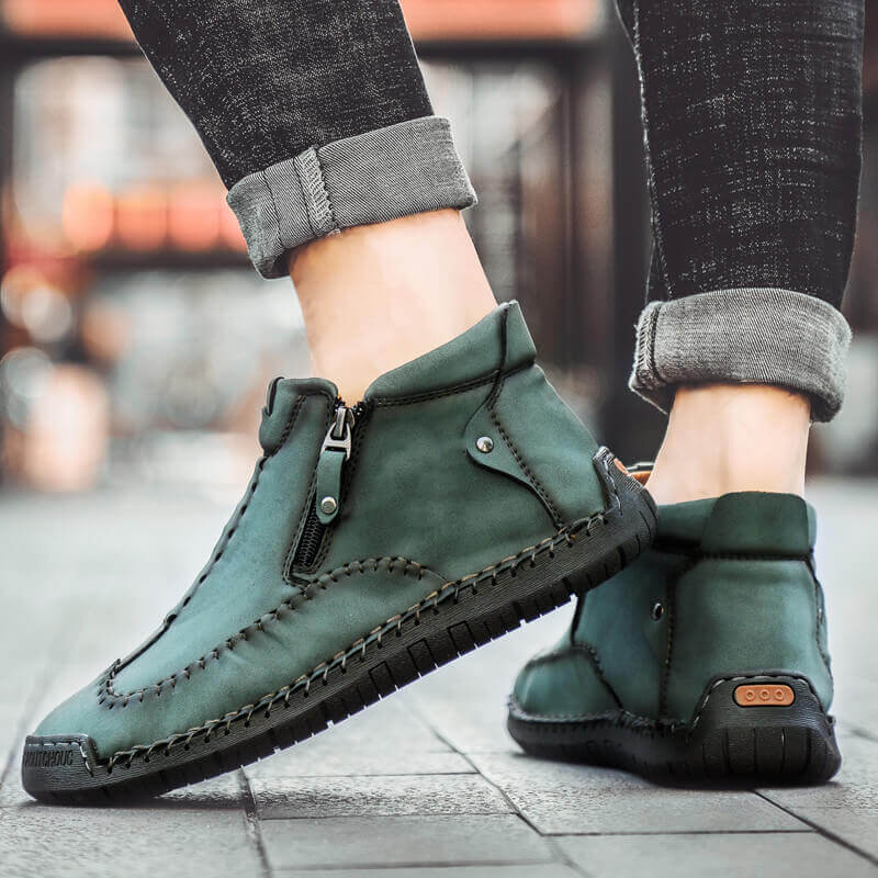 Kaegreel masculin élégant fermeture fermeture à glissière en microfibre en microfibre chaussures de cheville décontractée