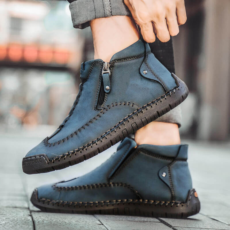 Kaegreel masculin élégant fermeture fermeture à glissière en microfibre en microfibre chaussures de cheville décontractée
