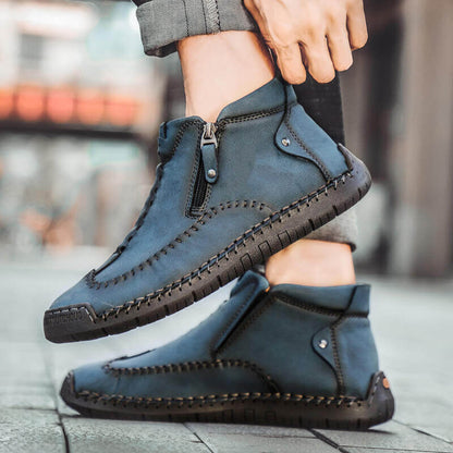 Kaegreel masculin élégant fermeture fermeture à glissière en microfibre en microfibre chaussures de cheville décontractée