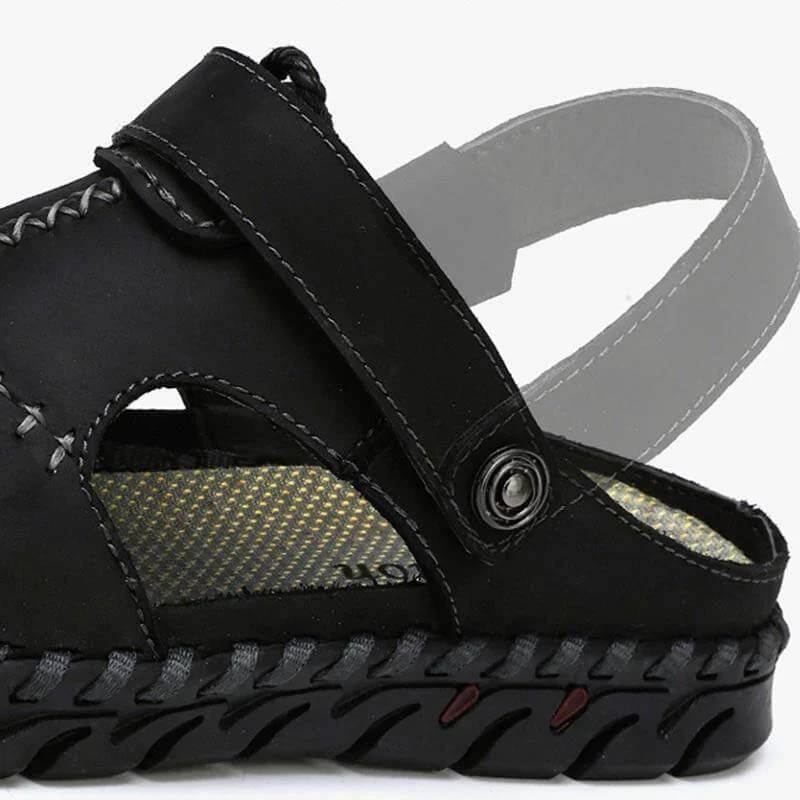 Kaegreel Hombre Puntotear Hombre Cuero No Slip Outdoor Casual Playa Sandalias