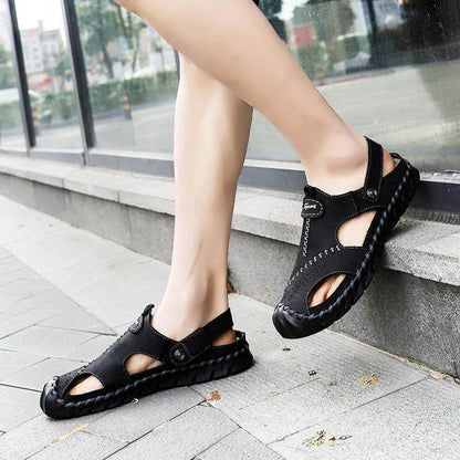 Kaegreel Hombre Puntotear Hombre Cuero No Slip Outdoor Casual Playa Sandalias