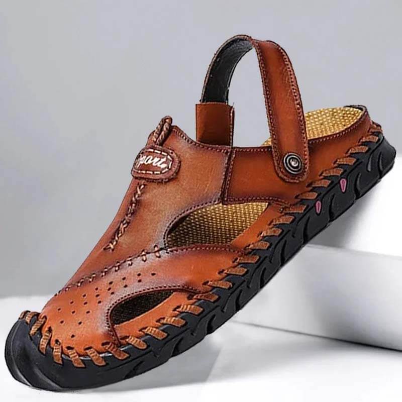 Kaegreel Hombre Puntotear Hombre Cuero No Slip Outdoor Casual Playa Sandalias