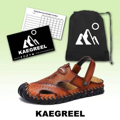 Kaegreel Hombre Puntotear Hombre Cuero No Slip Outdoor Casual Playa Sandalias