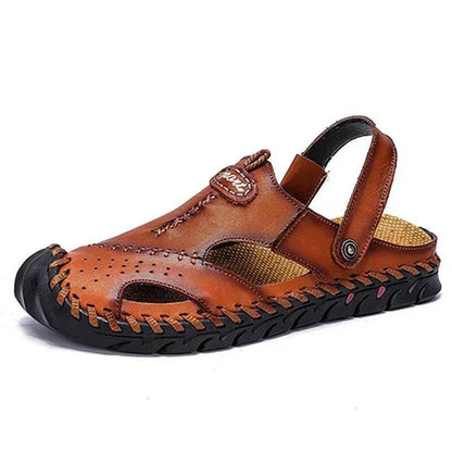 Kaegreel Hombre Puntotear Hombre Cuero No Slip Outdoor Casual Playa Sandalias