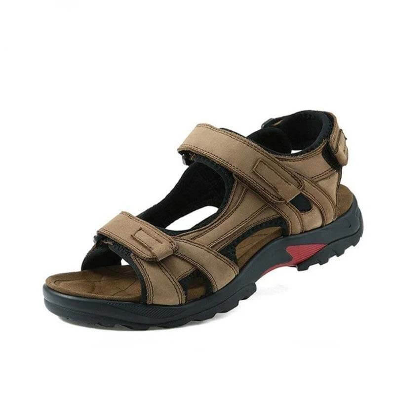 Herren Leder Strandschuhe in der ersten Ebene mit offenem Zehenrutsch Sommer Handgemachte Sandalen in Plus-Größen draußen