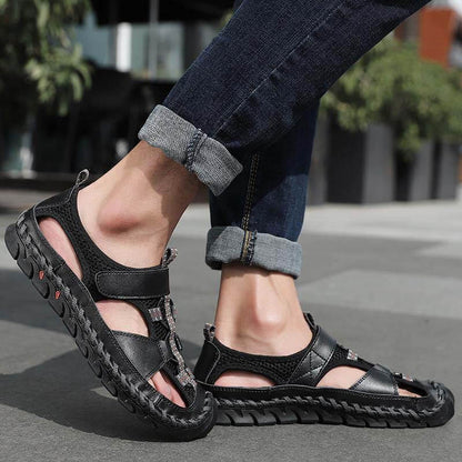 Sandalias de cuero sin deslizamiento sin deslizamiento de Kaegreel para hombre.