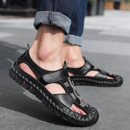 Sandalias de cuero sin deslizamiento sin deslizamiento de Kaegreel para hombre.
