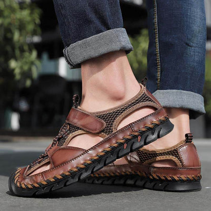 Sandalias de cuero sin deslizamiento sin deslizamiento de Kaegreel para hombre.